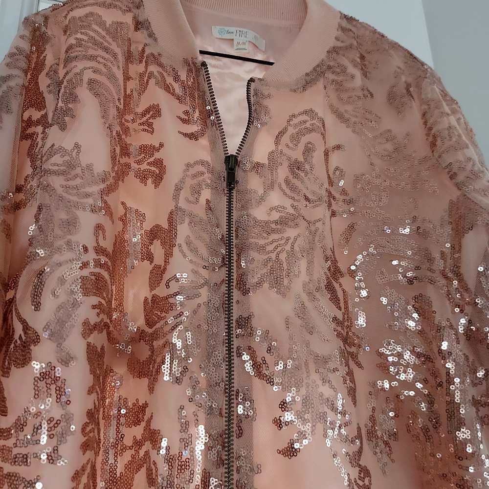 Sequin Embellished Bomber Jacket. - Picture 4 of 4